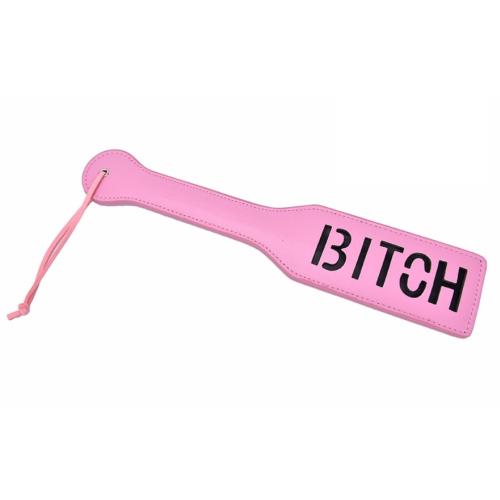 xoxo Bitch kožená plácačka růžová