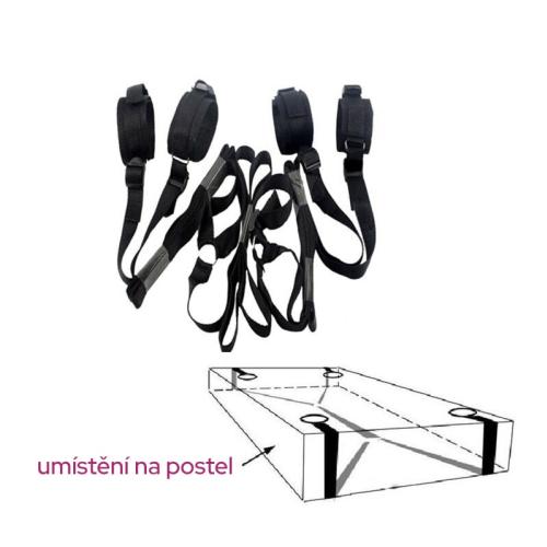 Bondage set pod matraci s pouty černý