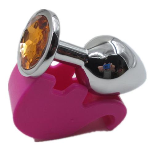 Nona Ocelový anální kolík s kamínkem velikost S oranžový Oranžová