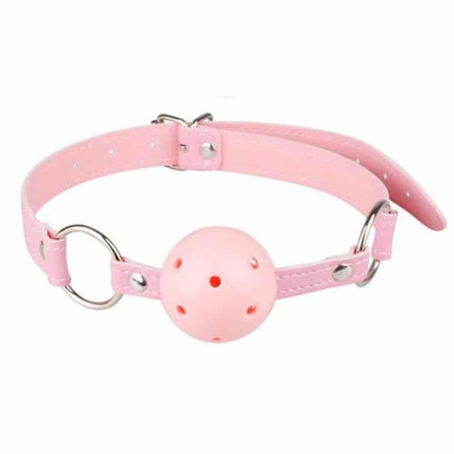 Koženkový roubík kulička růžový