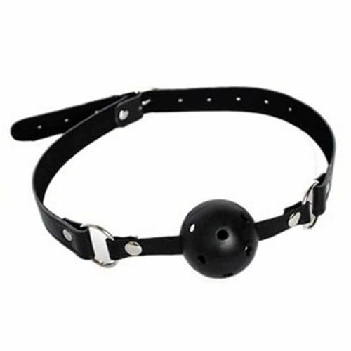 Koženkový roubík kulička černý