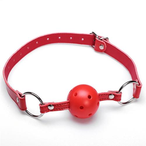 Koženkový roubík kulička červený