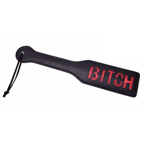 xoxo Bitch kožená plácačka černá