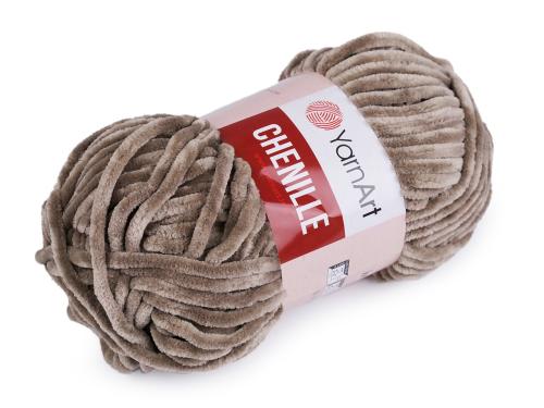 Pletací žinylková příze Chenille 100 g, barva 8 (554) béžová