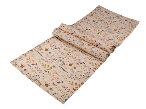 Běhoun / ubrus Loneta 35x130 cm, barva 4 režná květy