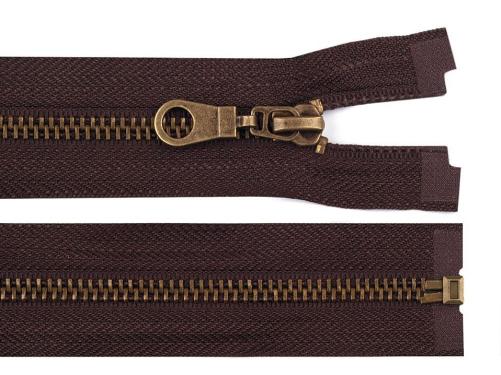 Staromosazný zip šíře 6 mm délka 70 cm bundový, barva 304 hnědá čokoládová