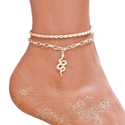 Iparam kotníkový náramek s přívěškem hada zlatý