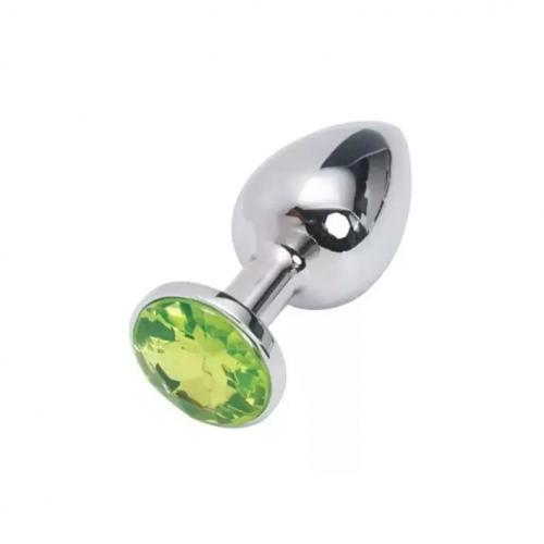 Nona Ocelový anální kolík s kamínkem velikost S - zelený Zelená