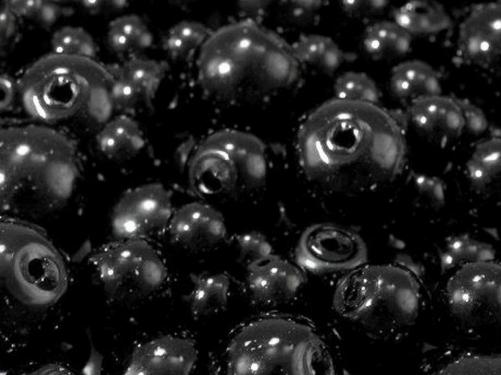 Skleněné voskové perly mix velikostí Ø4-12 mm, barva 20B černá
